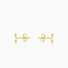 Unisex black onyx yellow gold studs