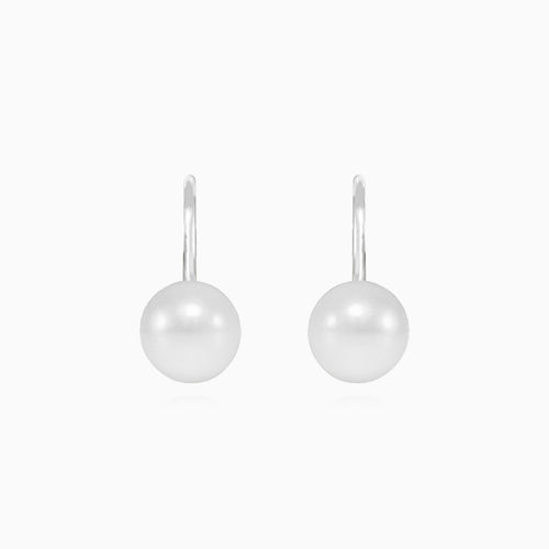 Classic pearl drop earrings in white gold