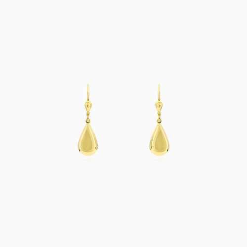 Sculpted Yellow Gold Teardrop Earrings