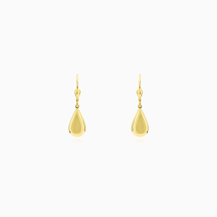 Sculpted Yellow Gold Teardrop Earrings