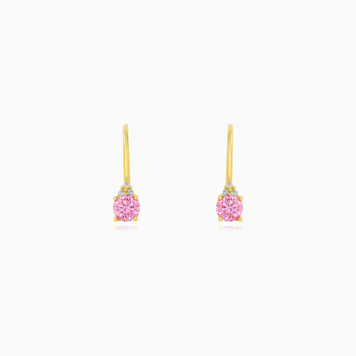 Yellow Gold Rose Quartz Drop Earrings
