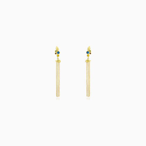 Women gemstone dangling earrings in yellow gold