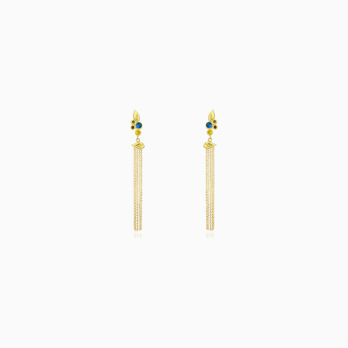 Boucles d’oreilles pendantes pour femmes avec pierres précieuses en or jaune