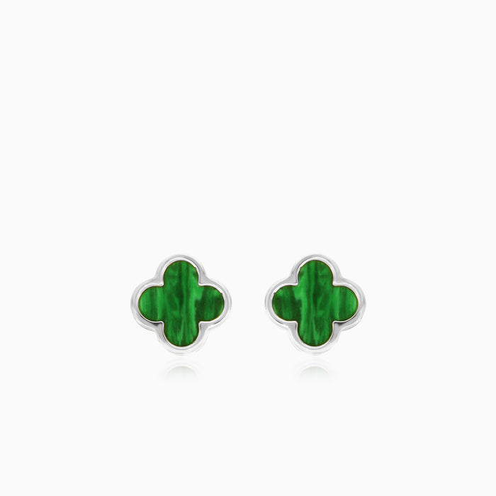 Clover green agate stud earrings
