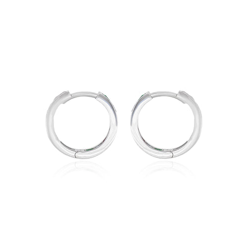 White gold gemstone hoop earrings