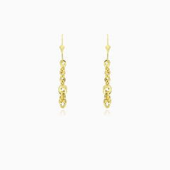 Broad brillo valis yellow gold dangling earrings