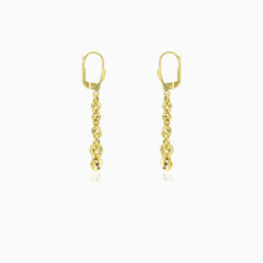 Broad brillo valis yellow gold dangling earrings