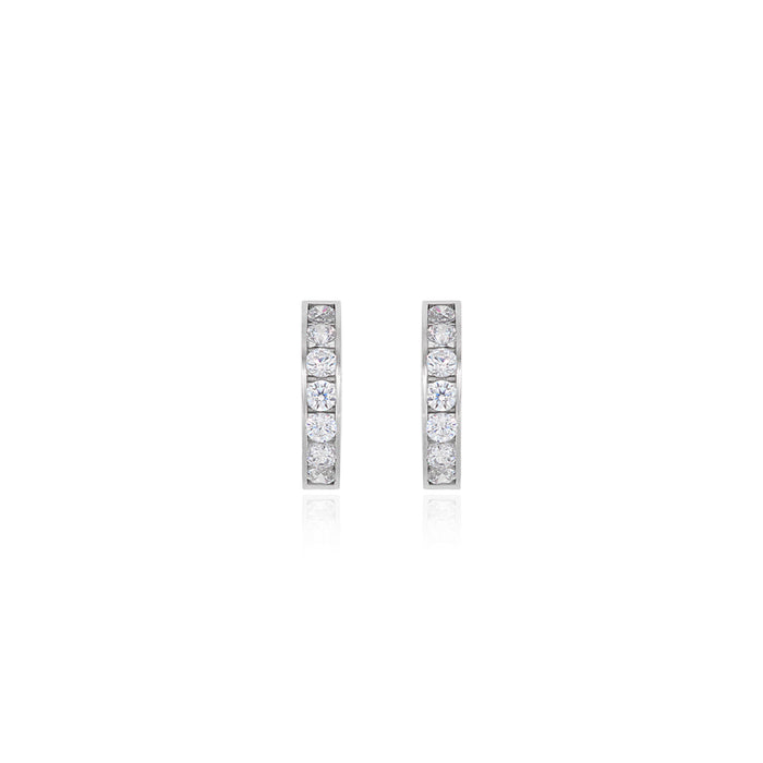 Elegant white gold hoops with cubic zirconia