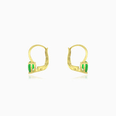 Emerald and cubic zirconia heart earrings