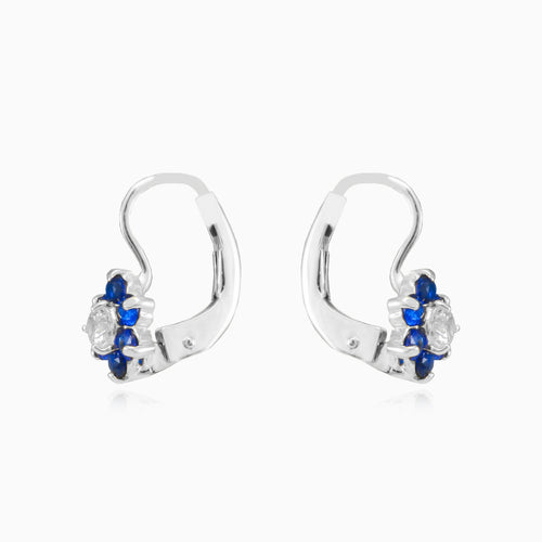 Drop flower earrings with sapphire accent