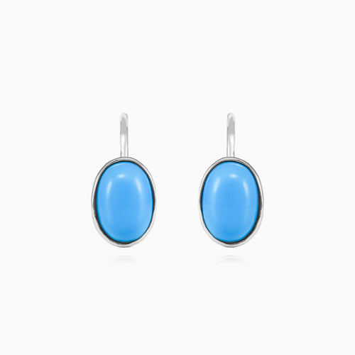 Drop earrings with turquoise cabochon