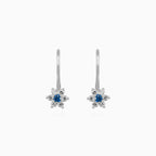 White gold sapphire floral earrings with zirconia sparkle
