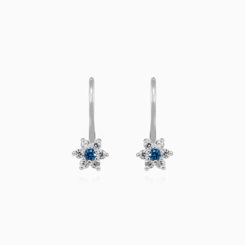 White gold sapphire floral earrings with zirconia sparkle