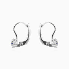 White gold sapphire floral earrings with zirconia sparkle