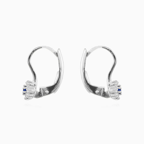 White gold sapphire floral earrings with zirconia sparkle