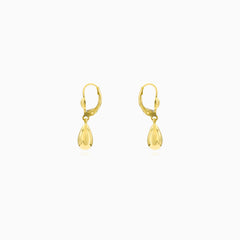Sculpted Yellow Gold Teardrop Earrings