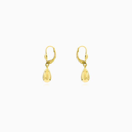 Sculpted Yellow Gold Teardrop Earrings
