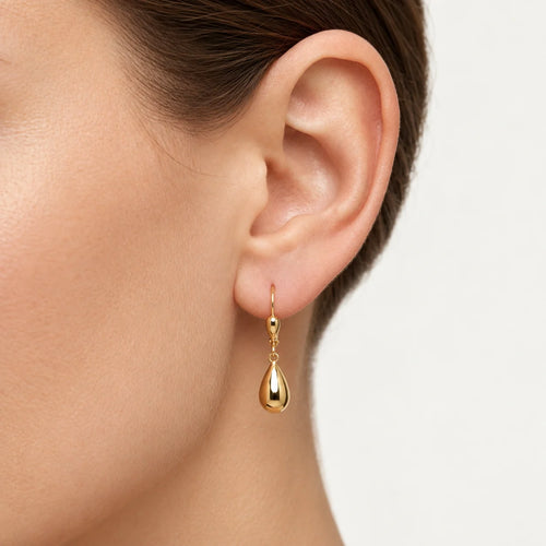 Sculpted Yellow Gold Teardrop Earrings