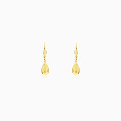 Sculpted Yellow Gold Teardrop Earrings