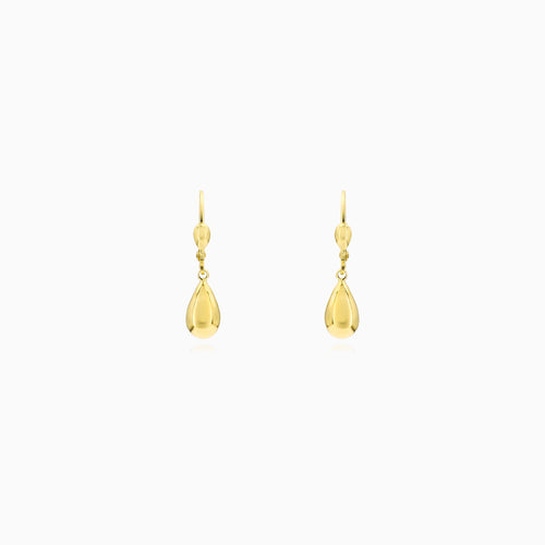 Sculpted Yellow Gold Teardrop Earrings