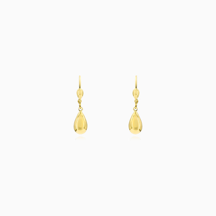 Sculpted Yellow Gold Teardrop Earrings