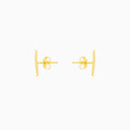 Gold Zircon Bar Stud Earrings