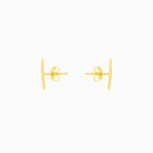 Gold Zircon Bar Stud Earrings