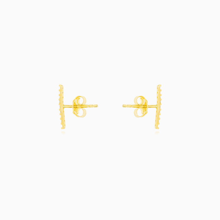 Gold Zircon Bar Stud Earrings