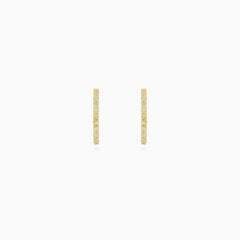 Gold Zircon Bar Stud Earrings