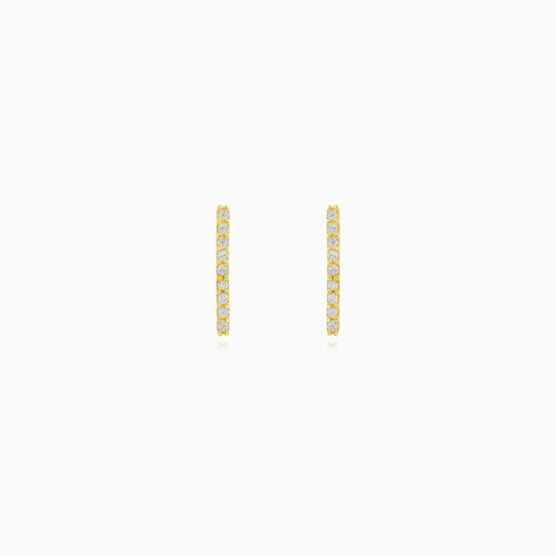 Gold Zircon Bar Stud Earrings