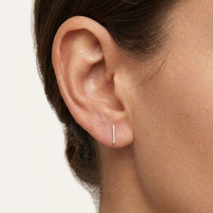 Gold Zircon Bar Stud Earrings