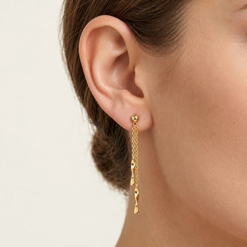 Sculpted Yellow Gold Dangling Earrings