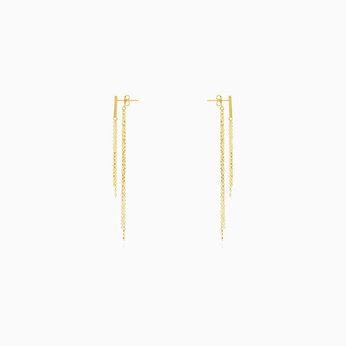Yellow Gold Dangling Chain Earrings