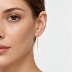 Yellow Gold Dangling Chain Earrings