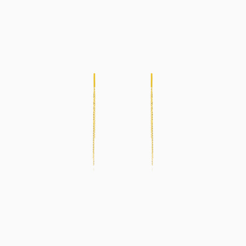 Yellow Gold Dangling Chain Earrings
