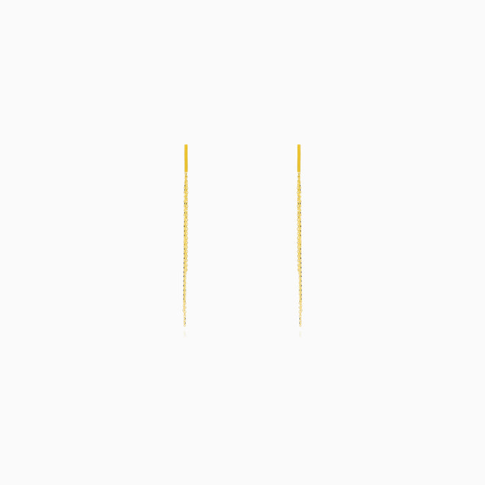Yellow Gold Dangling Chain Earrings
