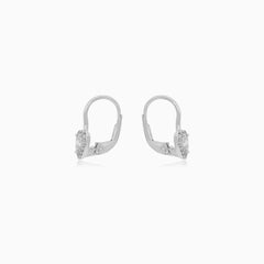 White Gold Heart Drop Cubic Zirconia Earrings