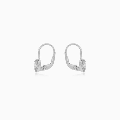 White Gold Heart Drop Cubic Zirconia Earrings