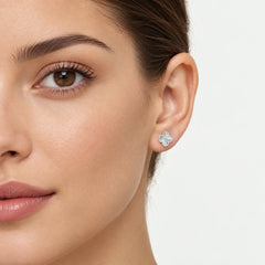 Sculpted White Gold Clover Stud Earrings