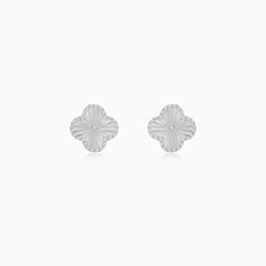 Sculpted White Gold Clover Stud Earrings