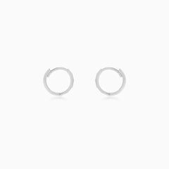 White Gold Sculpted Huggie Hoop Earrings