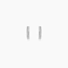 White Gold Sculpted Huggie Hoop Earrings