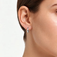 White Gold Sculpted Huggie Hoop Earrings