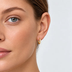 Slim Yellow Gold Huggie Hoop Earrings