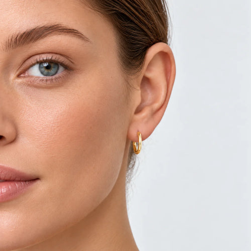 Slim Yellow Gold Huggie Hoop Earrings