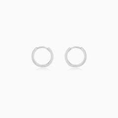 White Gold Sculpted Double Huggie Earrings