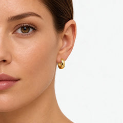 Sculpted Yellow Gold Hoop Earrings