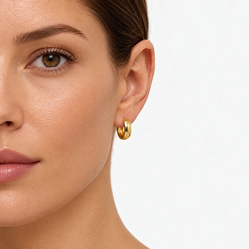 Sculpted Yellow Gold Hoop Earrings