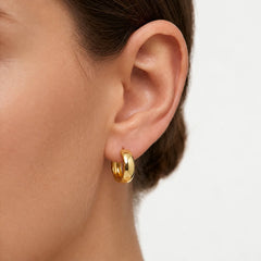 Sculpted Yellow Gold Hoop Earrings
