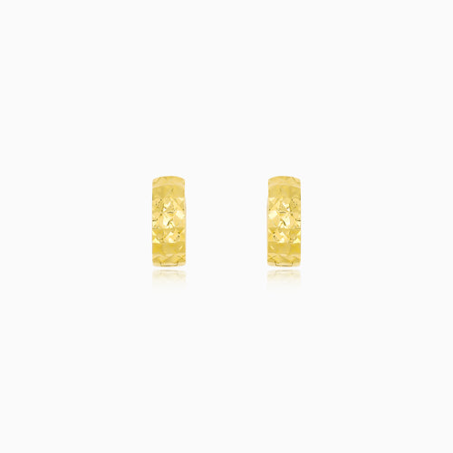 Faceted Yellow Gold Chunky Hoop Earrings